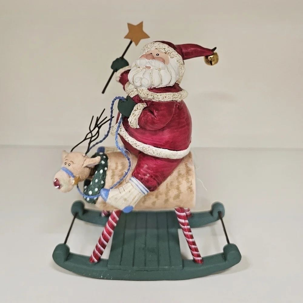 Vintage Festive Santa on Rudolph the Rocking Reindeer